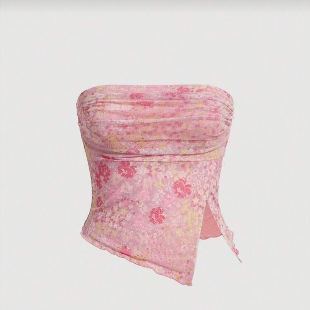 Pink Floral Tube Top